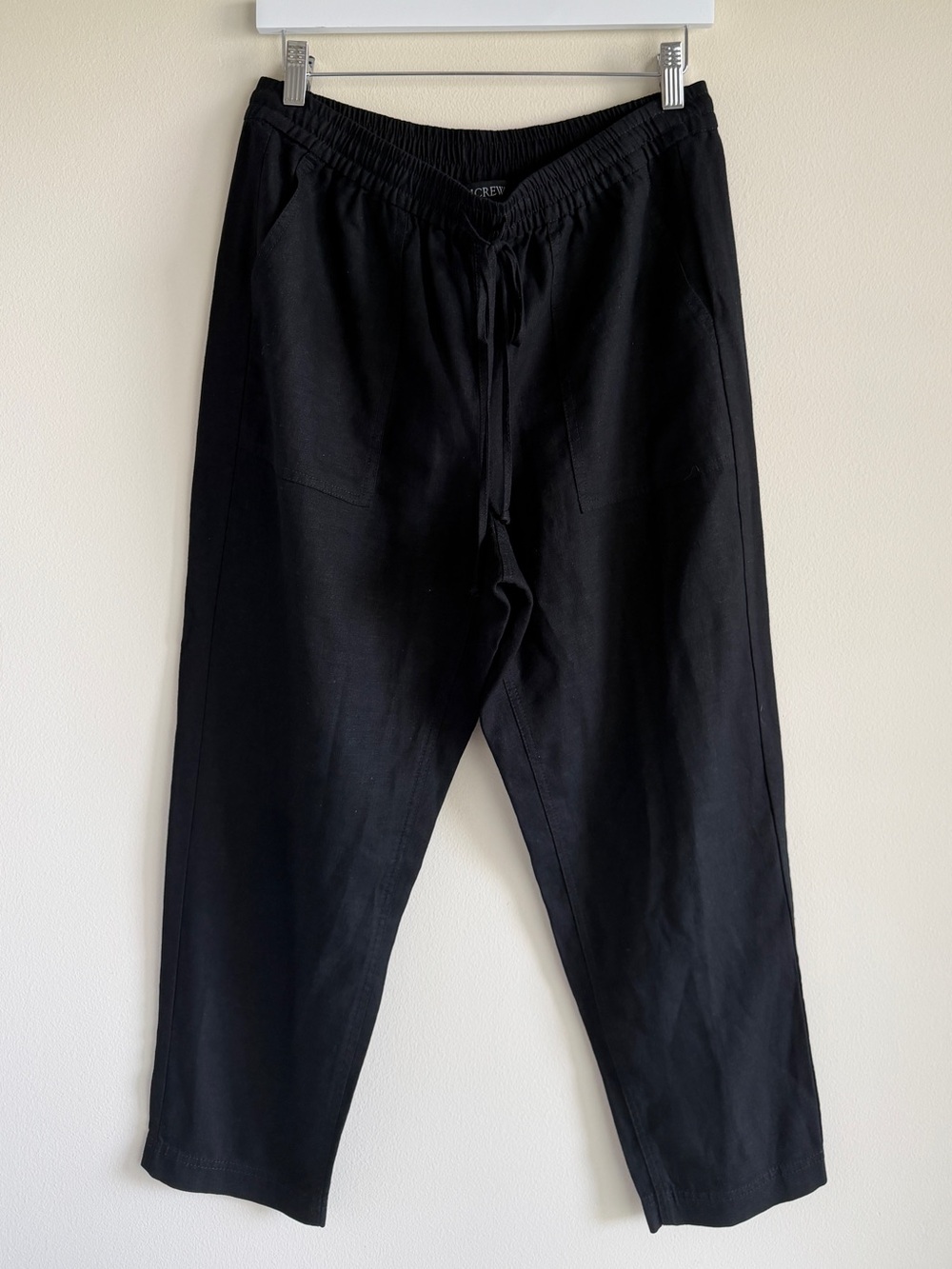 J.Crew Seaside Pant Linen Lyocell Drawstring Straight Leg Black Size M - Picture 3 of 10